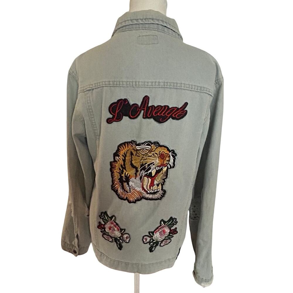 Rare 424 Embroidered Tiger & Floral Denim Jacket
